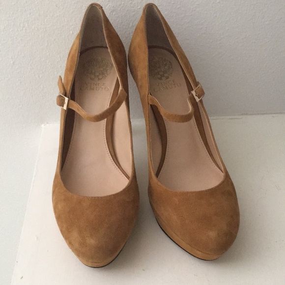 Vince Camuto "Joshlynn" Suede Mary Jane tan Pumps - Picture 17 of 17